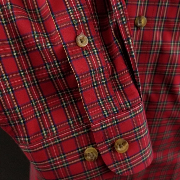 LL Bean Mens Red Plaid Button Down Sz Large Tall - Picture 6 of 8